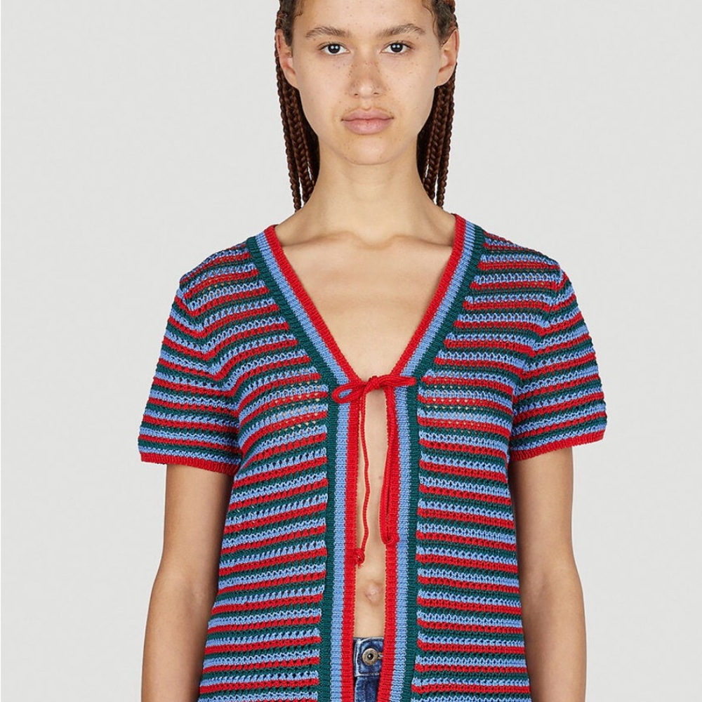 APC Striped Knit Cardigan - Red and Blue
